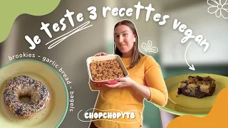 🌿 3 RECETTES VEGAN D'INTERNET (par une omnivore 👀) I Brookies, bagels, garlic bread 🍫🧄🥯