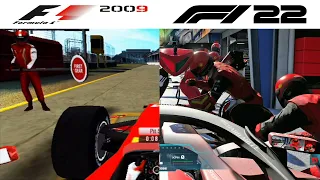 F1 Game Comparison (2009-2022 PIT Stop Gameplay Comparison)