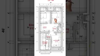 24×46 House Plan || 24×45 House Plan || 24×46 House Design || #floorplan #houseplan #shorts