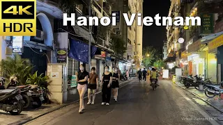 4K HDR | Hanoi Vietnam Walking Tour - Night Walking Street Hanoi | Vietnam 2023 - Binaural Sound