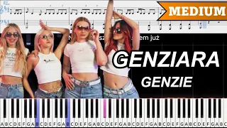 GENZIARA - GENZIE | ŚREDNI PIANO TUTORIAL | TEKST + NUTY