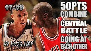 Michael Jordan Reggie Miller Highlights vs Pacers (1997.11.28) - 50pts Combine! Going at Each Other!