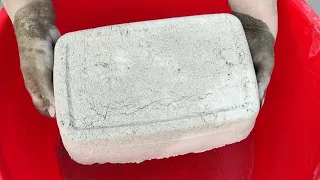 ASMR: extremely dusty soft crispy white cement sand huge slabs crumble dry+water+dipping/🤤