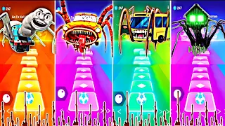 Bus Eater vs Car Eater vs Thomas The Train Exe vs Spider House Head | Tiles Hop EDM Rush