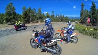 KTM 690R and KTM350 ride Magnolia Road On The Way To Rollins Pass