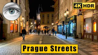 Prague night street walking tour in Old Town 🇨🇿 Czech Republic 4k HDR ASMR