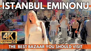 ISTANBUL TURKEY 2023 EMINONU BAZAAR & DELICIOUS TURKISH STREET FOODS DURING RAMADAN | 4K UHD 60FPS |