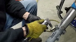 Polishing Harley Davidson forks to look like chrome