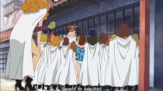 Luffy naked, shows off his mushroom and balls of gold to a crowd of women.... hilariously funny!