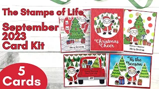 Christmas Cards with The Stamps of Life September 2023 Club Kits | HappySanta2Stamp