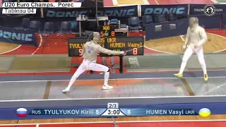 2020 xx T04 02 M S Individual Porec CRO ZC Juniors PODIUM HUMEN UKR vs TYULYUKOV RUS