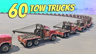 GTA 5 | What HAPPENS when you CONNECT 60 TOW TRUCKS TOGETHER?