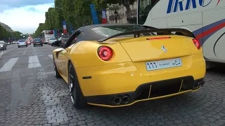 Ferrari 599 GTB Novitec Rosso Race 848 LOUD sound in Paris!!