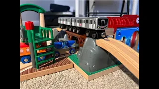Build train sets and watch toy trains