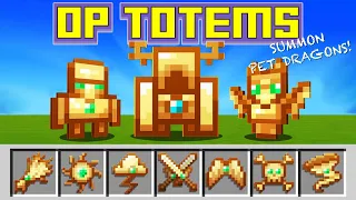 FLY & HACK Minecraft with OP TOTEMS! (Ride Dragons, Create Craters, and MORE!) | Bedrock DLC