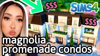 building low rise condos in Magnolia Promenade in the Sims 4: For Rent Build Series Episode 13