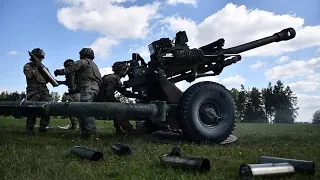 173rd Airborne Brigade calibrates a M119A3 Howitzer