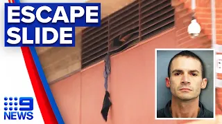 Security video shows fugitives escape from prison | 9 News Australia