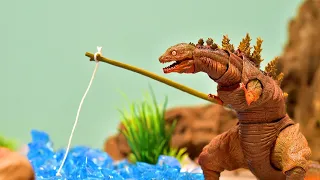 GODZILLA goes fishing -fishing cartoon mash up-