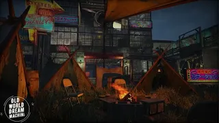 Fallout 4 Settlement Camping During 10 Hour ASMR Rain Fire and Thunderstorm Noir