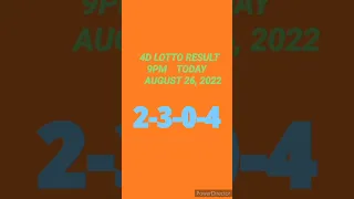 4D LOTTO RESULT TODAY 9PM DRAW AUGUST 26, 2022 ||4D LOTTO RESULT 9PM #short