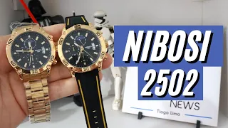 RELÓGIO NIBOSI 2305 ALIEXPRESS - PULSEIRA EM AÇO INOXIDÁVEL E EM SILICONE - BOM E BARATO