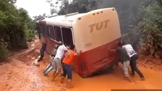 Greget This bus has to go through muddy roads