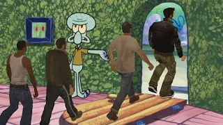 Squidward kicks every GTA protagonist out of his house