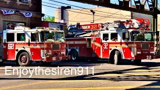 *Modified PA-300 siren* FDNY engine 62 (spare) and ladder 32 (spare) responding 8/24/21