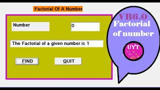 Find Factorial Of A Number In Visual Basic 6.0//English clearly explained coding