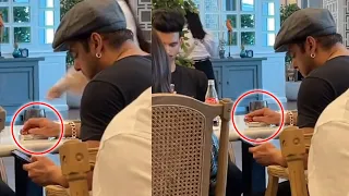 Salman Khan Smoking Cigarette at Restaurant in Dubai