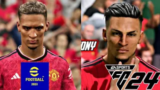 EA FC 24 vs eFootball 2023 Manchester United LATEST PLAYER FACES | EA Sports FC 24 vs eFootball 2024