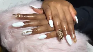 Acrylic Nails Tutorial | Prom Nails | Bling Prom Nails