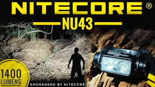 Nitecore NU43 - Lightest 18650 Headlamp, 1400 lumens & Beam Shot Comparison at the Hill