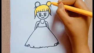 how to draw cute girl drawing and colour for kids