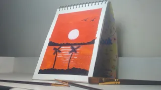 DIY easy painting idea for beginners /step by step / anyone can do / sunset painting