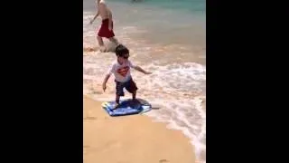 Kai learning to body board