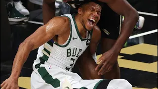 Giannis leaves early with Scary Injury in Game 4 | BUCKS VS HAWKS | #Shorts