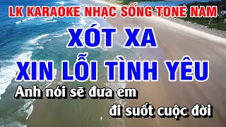 Karaoke Liên Khúc Nhạc Sống Tone Nam Toàn Bài Hay - Xin Lỗi Tình Yêu - Xót Xa | Nguyễn Linh