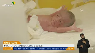 Mulher dá à luz a nove filhos de uma vez; todos passam bem