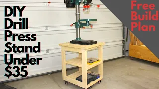DIY Drill Press Stand. Easy Mobile Drill Press Stand. (Free build plan)