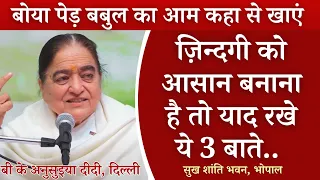 ज़िन्दगी को आसान बनाना है तो याद रखे ये 3 बाते.. | बी के अनुसुइया दीदी, दिल्ली | सुख शांति भवन