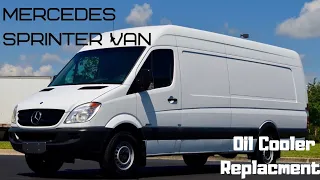 Dodge Mercedes freightliner sprinter 3.0 V6 Engine oil leak oil cooler removal and replacement.