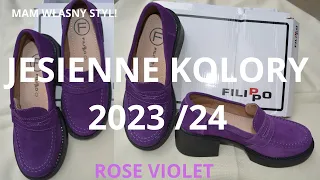 JESIENNE KOLORY ROSE VIOLET.. MOKASYNY FIRMY FILIPPO JAK JE POLĄCZYĆ Z INNYMI MODNYMI KOLORAMI.