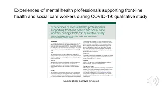 Mental health Professionals Experiences during COVID 19 Response