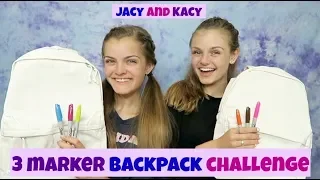 3 Marker Backpack Challenge ~ Fun Back to School DIY ~ Jacy and Kacy