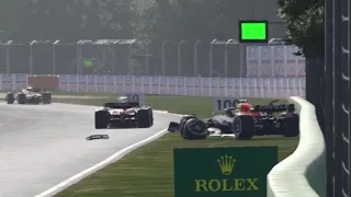 Chaos at the pit exit of Imola