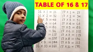 Learn Table of 16 and 17 | Table of 16 | Table of 17 | Maths Tables | Times Tables | RSGauri