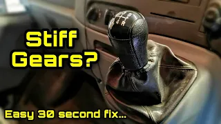 Stiff Gearstick? Stuck Shifter? Common Problem Fixed in 30 Secs. It's Not Your Gearbox...