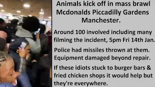 Manchester Piccadilly Gardens Mcdonalds brawl